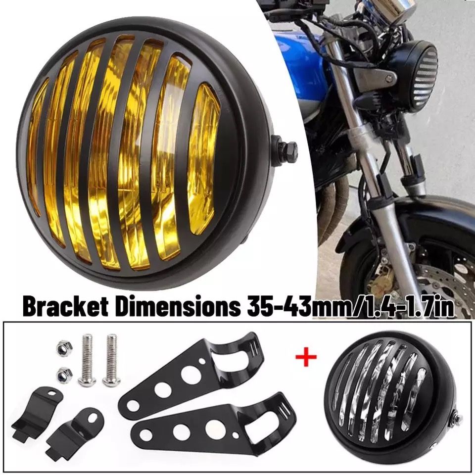 Farol frontal grelha metálica harley davidson amarelo ou transparente