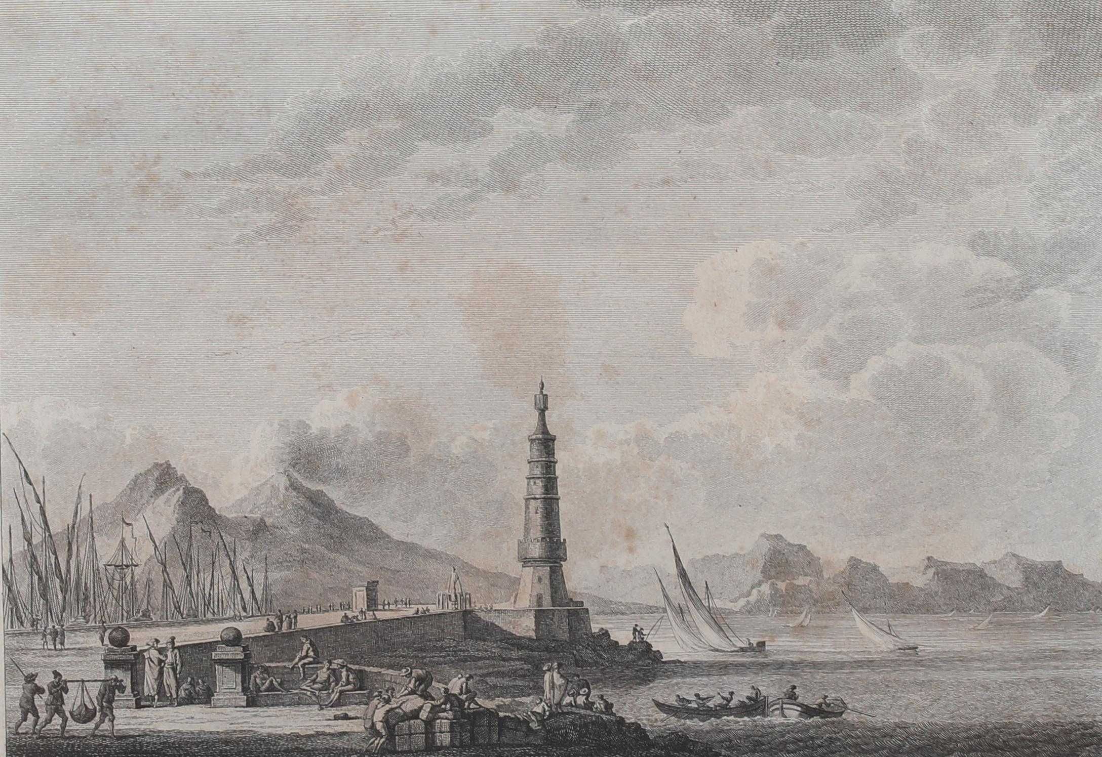 Gravura 'Porto de Nápoles' (Séc. XIX)