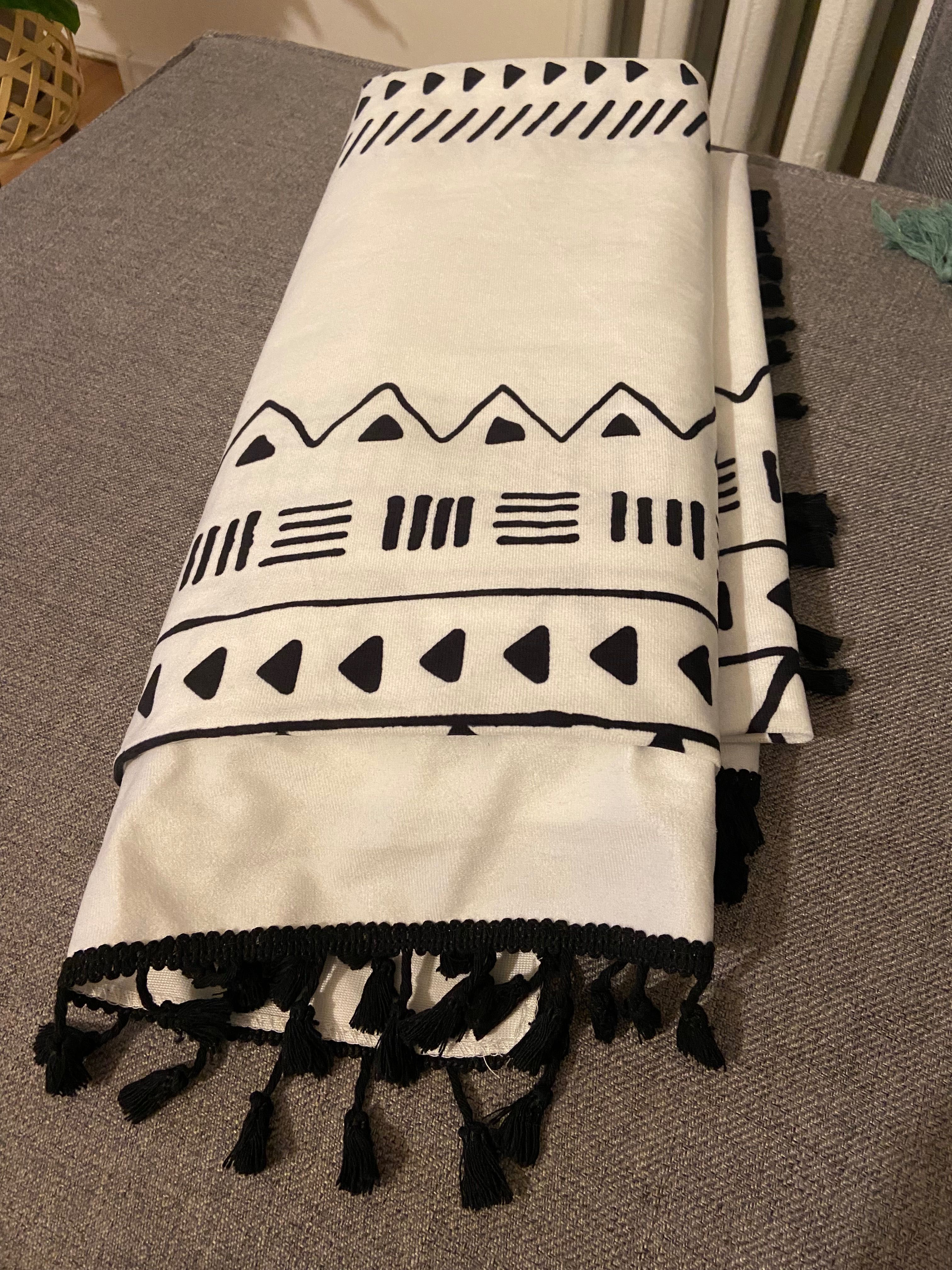 zasłony 2 sztuki boho etno geometryczne chwosty 150x244cm