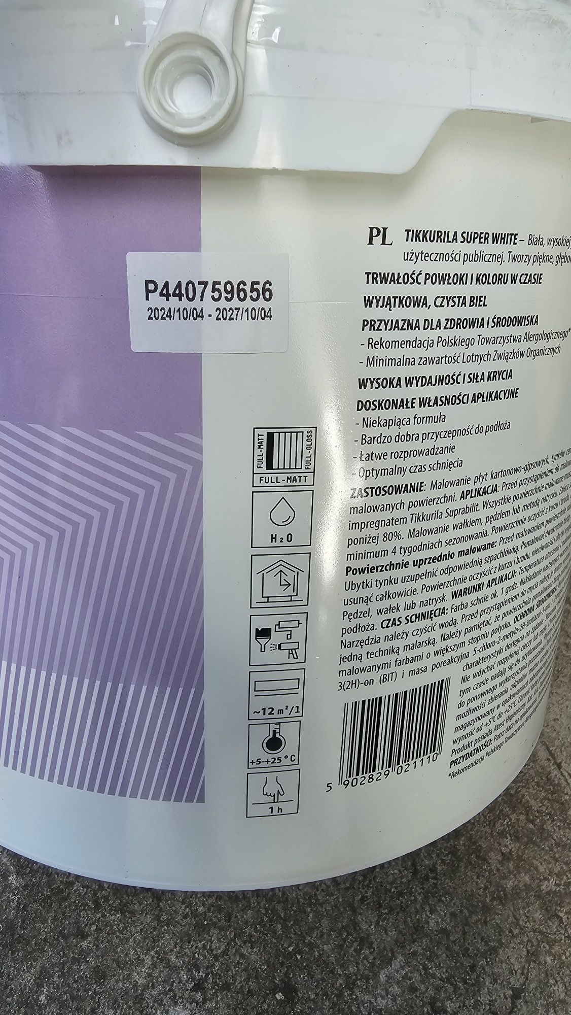Farba biała Tikurilla 10l.