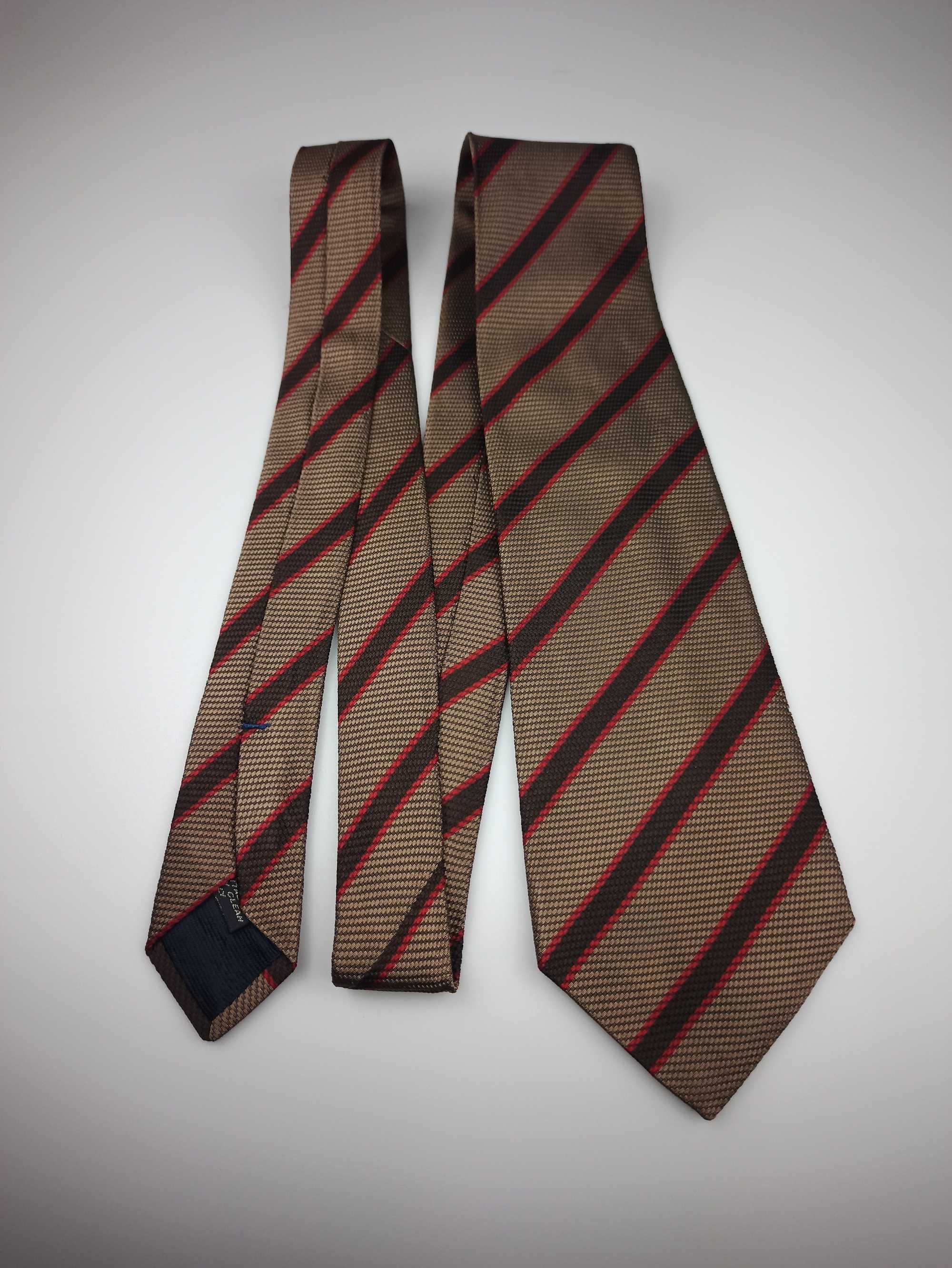 Corneliani brązowy jedwabny krawat w paski ulu82