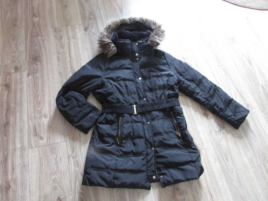 płaszcz zimowy rozm 42/44 XL H&M pikowany z paskiem puchowy