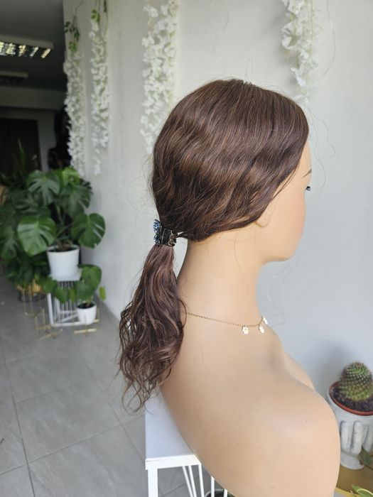 Topper Ola z włosów naturalnych brąz fale naturalny efekt