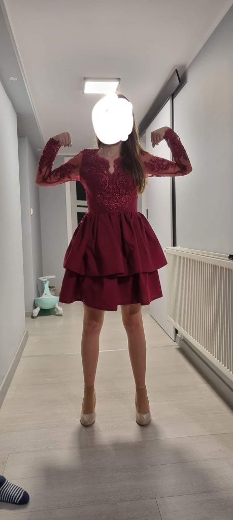 Bordowa sukienka roz.36