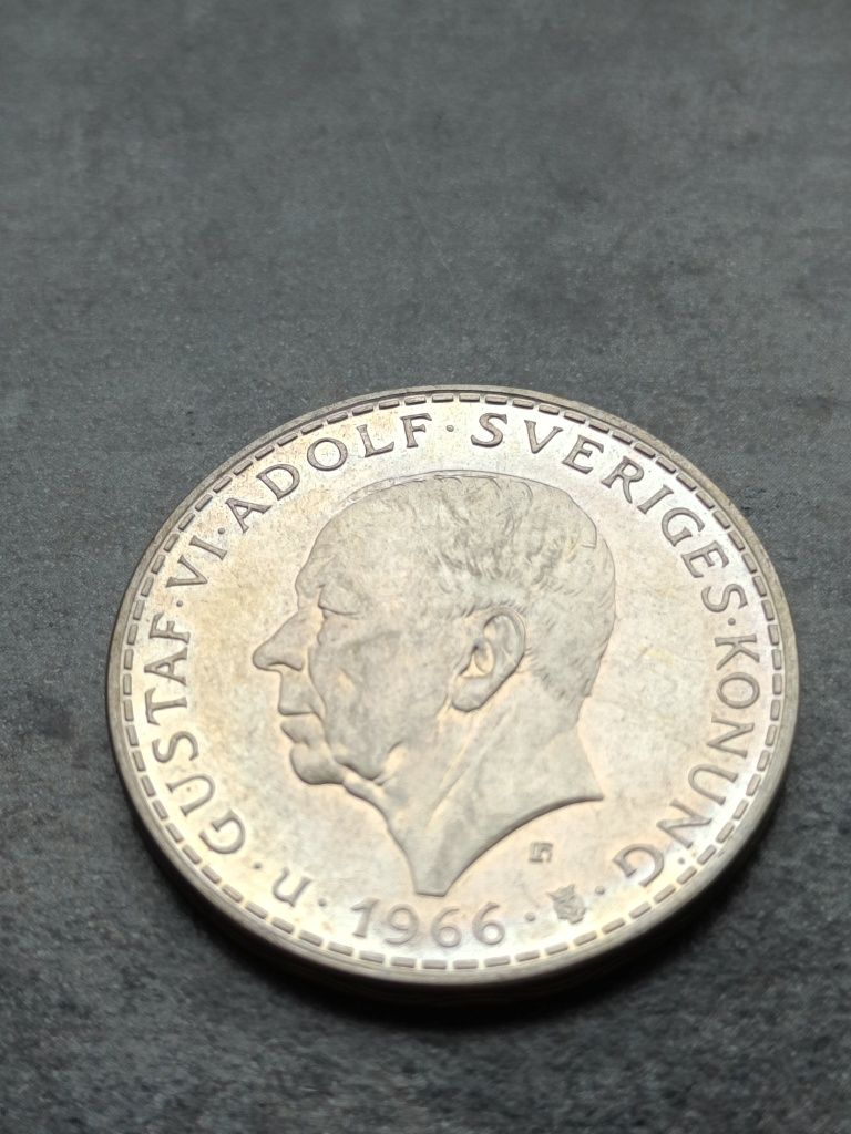 5 koron 1966r. Szwecja srebro Reforma konstytucji piękna