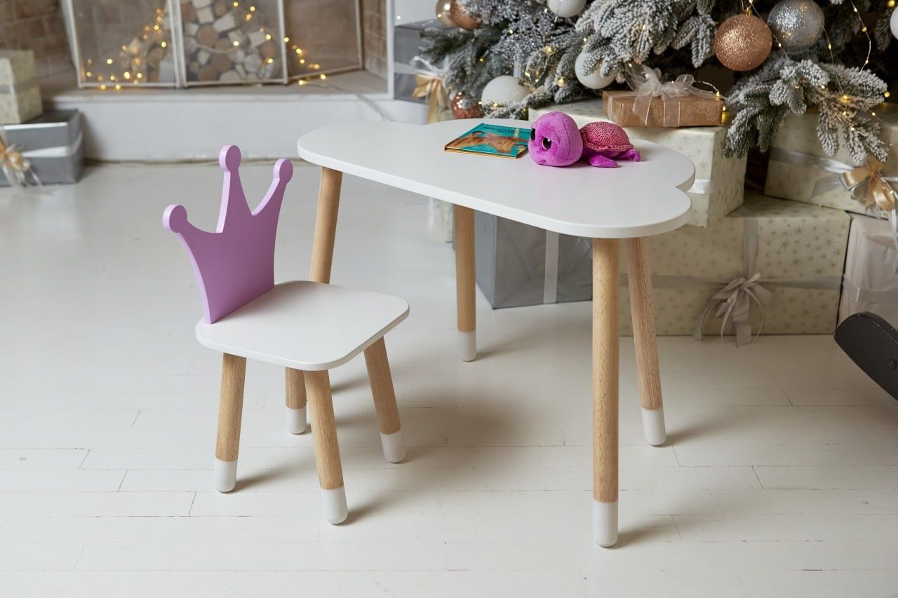 Дитячий столик хмарка і стільчик метелик фіолетовий, для ігор, занять.