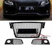 Grill + kratki zderzaka AUDI A4 B8 -11 RS czarny połysk