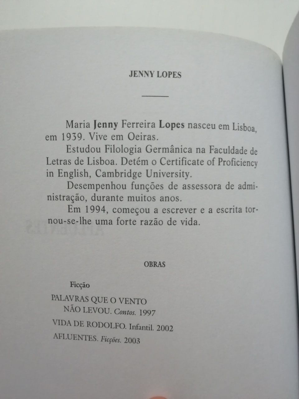 Livro: "Afluentes" de Jenny Lopes