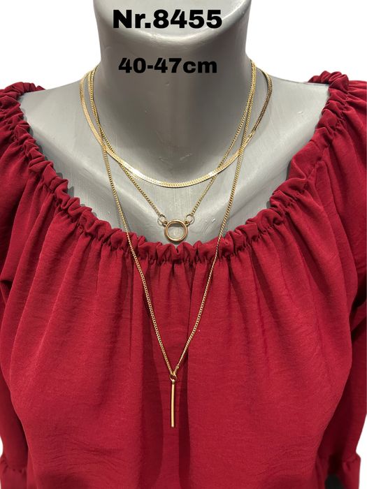 Naszyjnik damski potrójny w kolorze złotym nr.8455