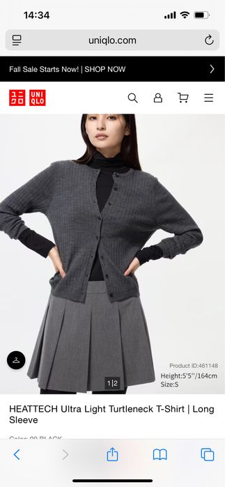 Термогольф uniqlo Heattech Ultra Light Turtleneck , S