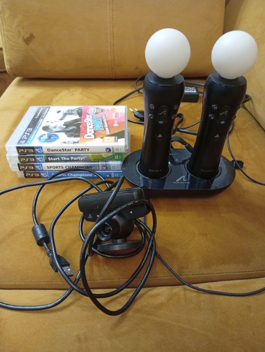 Zestaw kontrolerów move ps3 gry kamerka ładowarka