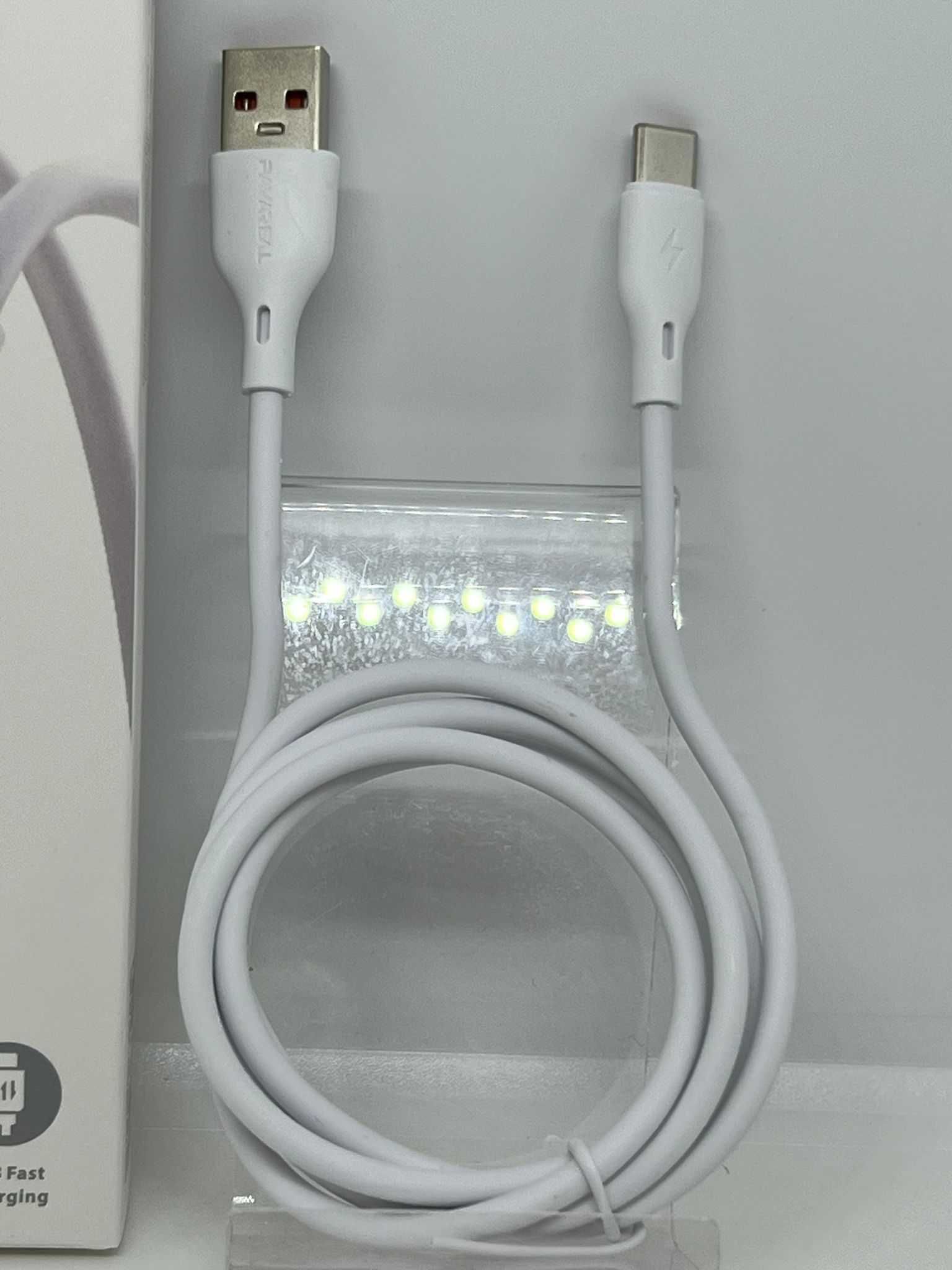 Kabel USB Type A do Type C 6A - 1 m. biały - pudełko