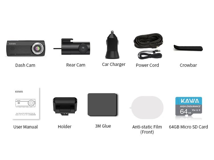 Відеореєстратор 4K з задньою камерою Kawa D8 64Gb Wi-Fi Gps