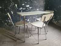Krzesła i stół Zestaw kuchenny chromowane lata 70 prl vintage