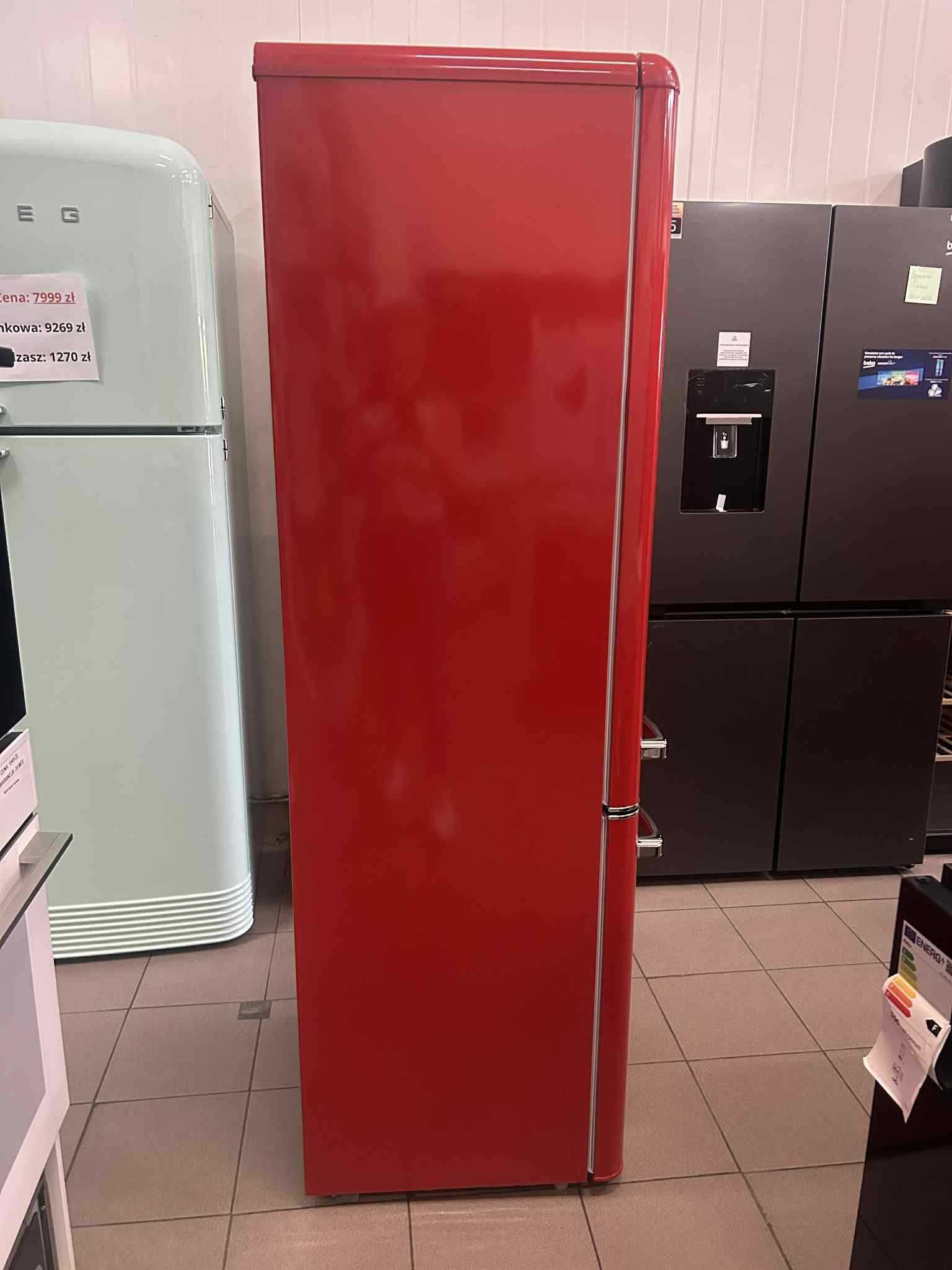 Lodówka Amica RETRO CZERWONA 181 Cm wysokości Oferujemy dostawę