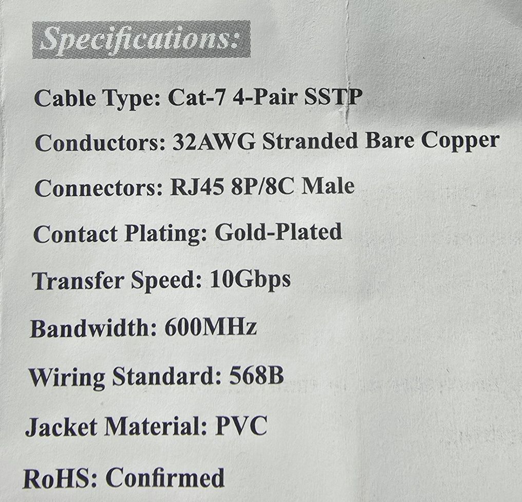 Kabel Ethernet Cat 7 Długości 2 m x 2 sztuki. Płaski