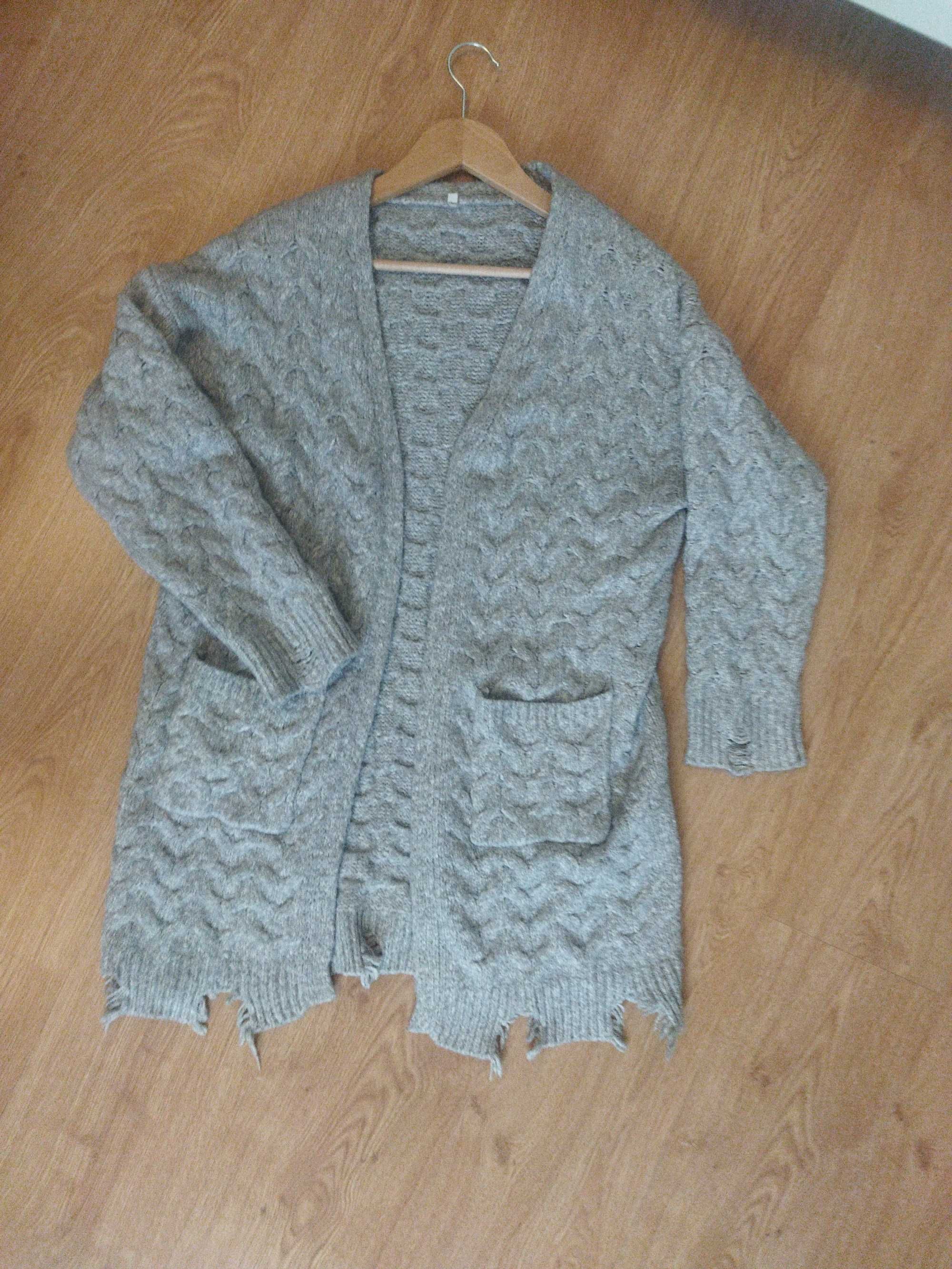 Kardigan, sweter k. szary r. S/M, 36/38