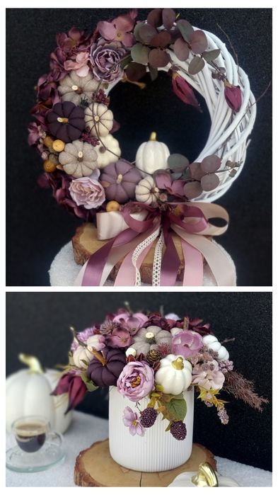 Piękny jesienny  bukiet z dyniami