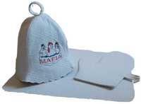 Zestaw do sauny „MAFIA” - filcowa czapka, rękawiczka i mata