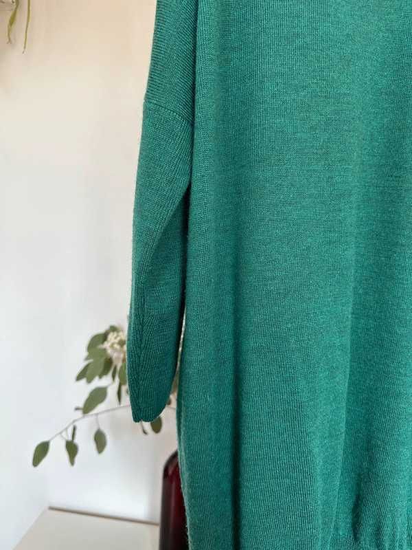 Sweter długi wełniany tunika 100% wełna merino włoski
