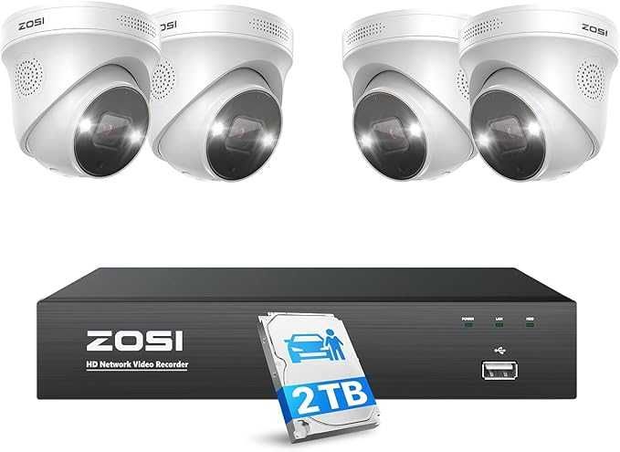 Zestaw kamer ZOSI WiFi 5MP + NVR + Dysk 2TB – gotowy monitoring domu!