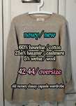 42 44 oversize beżowy latte capucino sweter 100% kaszmir bawełna wełna