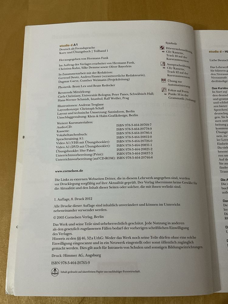 Livros/Books Studio d A1 Deutsch als Fremdsprache Kurs- und Ubungsbuch