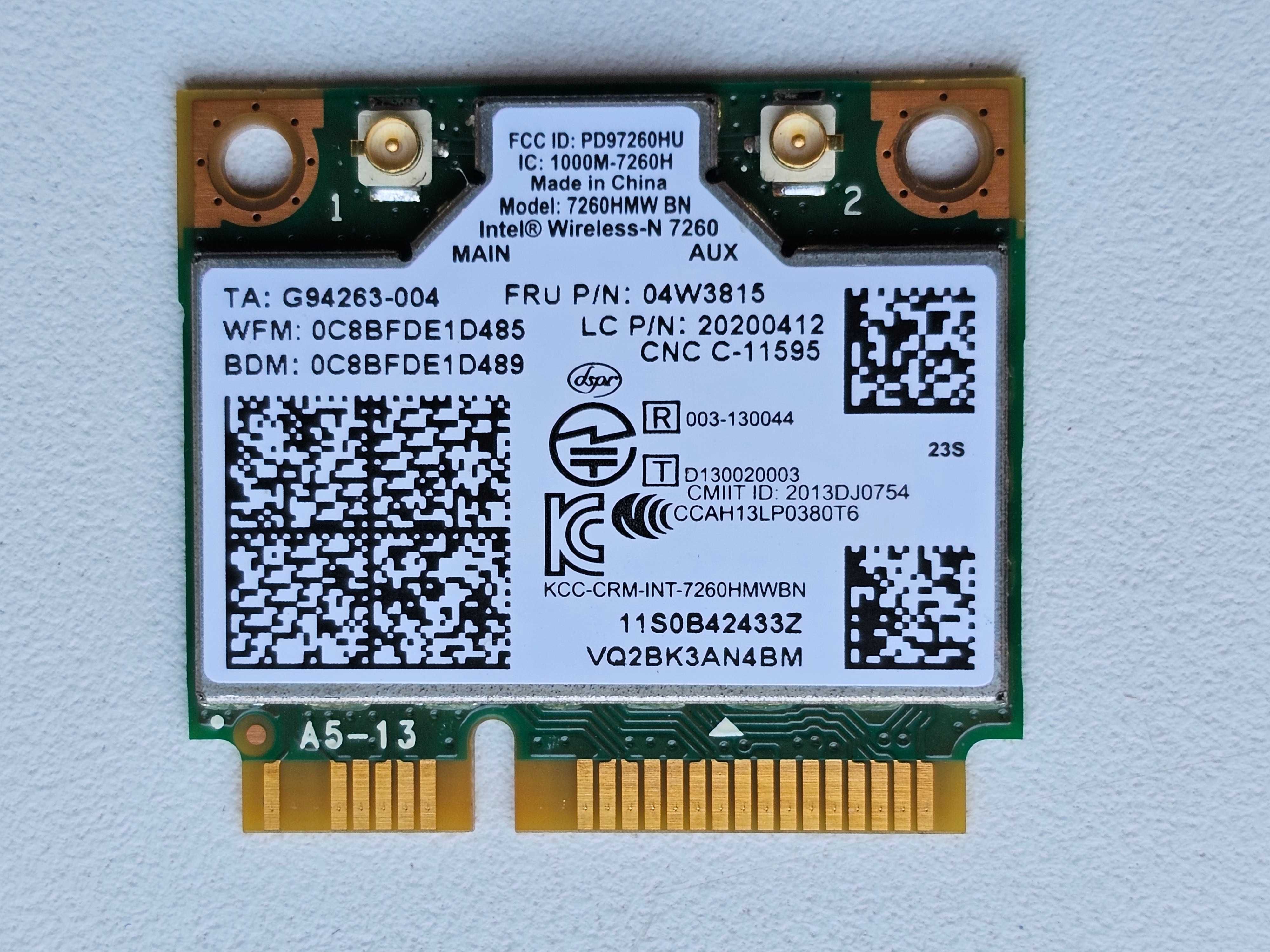 Wi-Fi адаптер Intel Wireless-N 7260 (Модель 7260HMW BN) Mini PCI-E