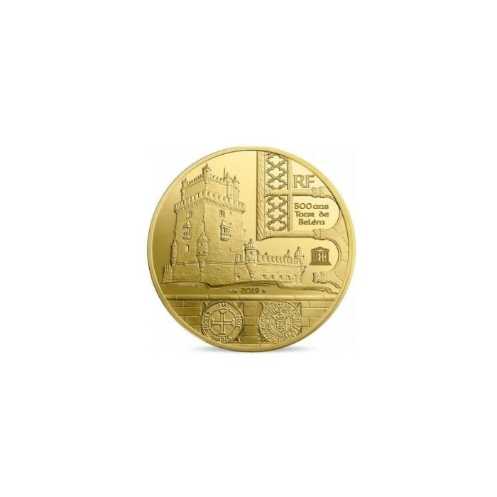 Moeda 5 euro - Torre de Belém e Vasco da Gama (Ouro)