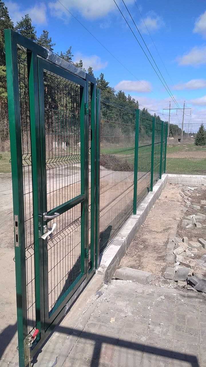 Зелений паркан 3D сітка,секції стовпи+кріплення.гарантія+встановлення