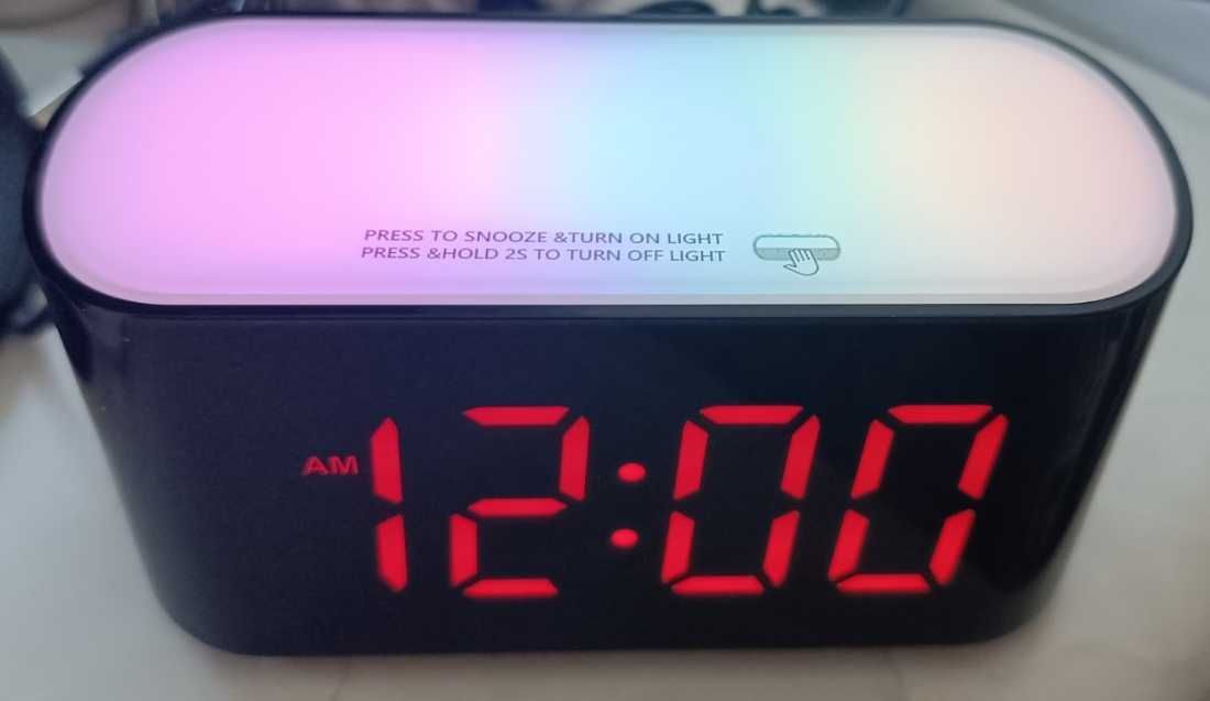 Годинник-нічник DOUMOSH з 2 будильниками (7 кольорів підсвічування )