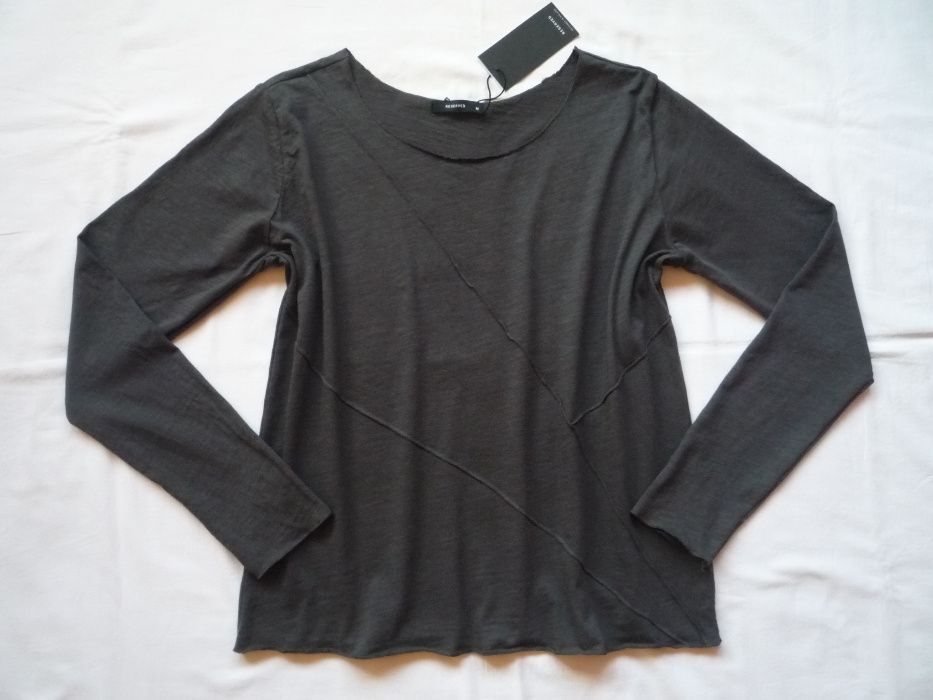 NOWA Reserved 38/M Bluzka Szara Grafitowa Bawełna Efektowna