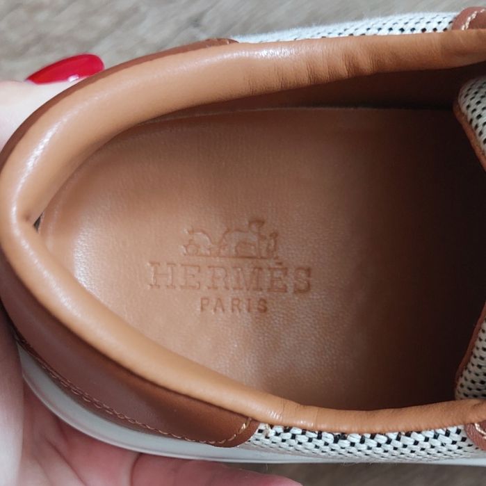Кеди кросівки Hermes беж коричневі шкіра 39 38