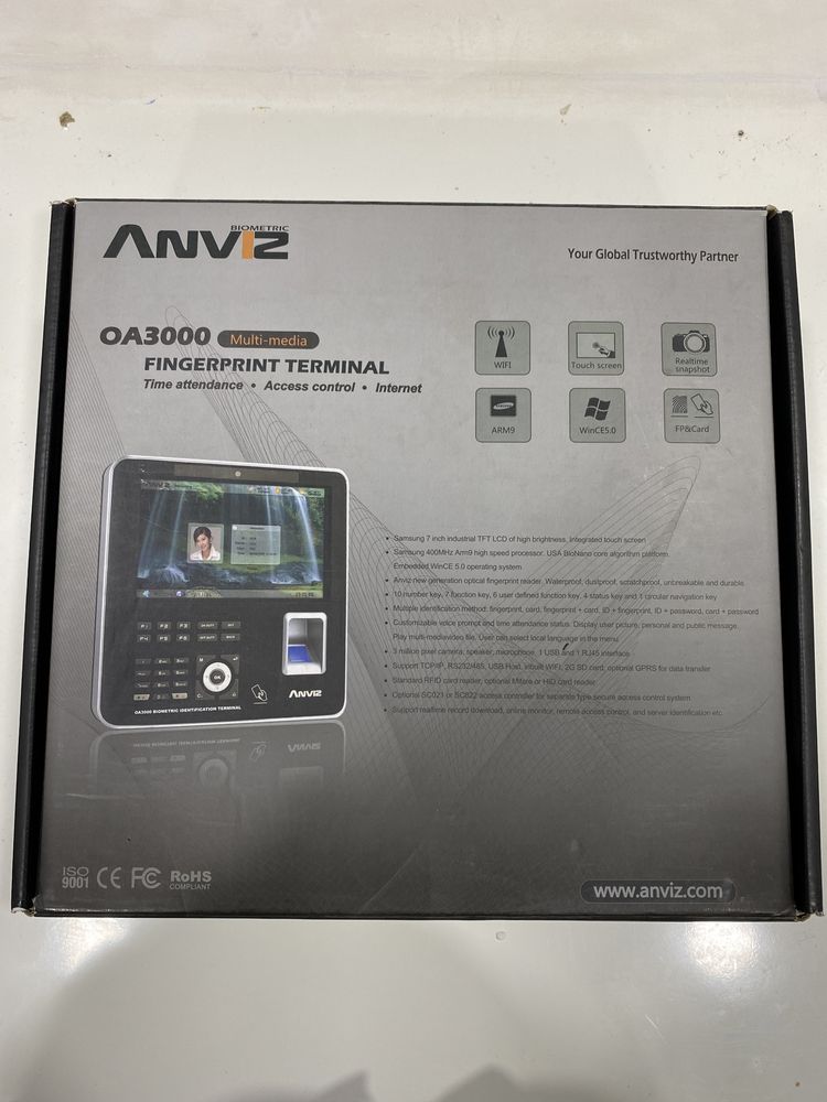 Terminal de acessos com display touch ANVIZ OA3000
