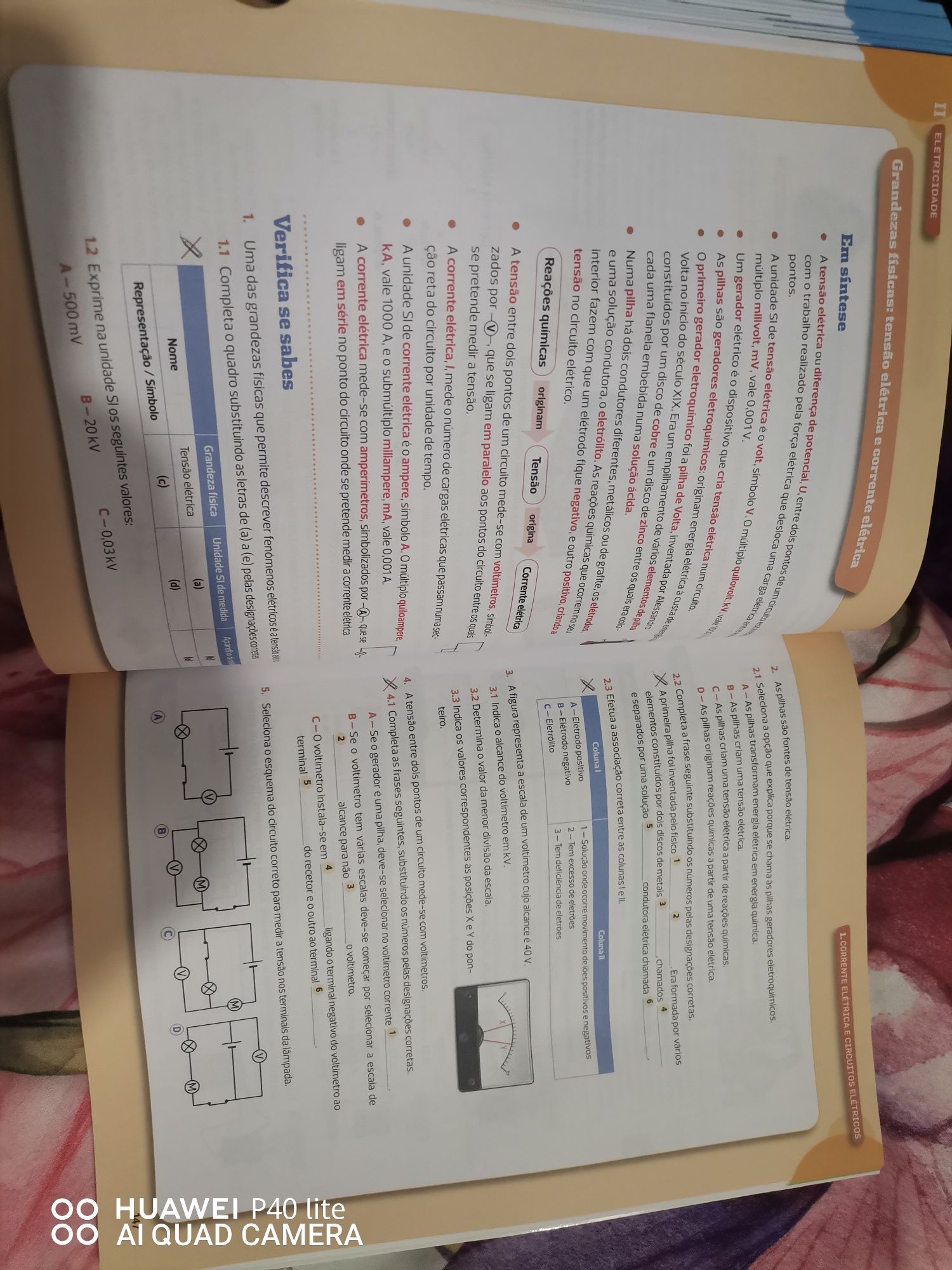 Livro escolar e fichas 9 ano Físico Química FQ