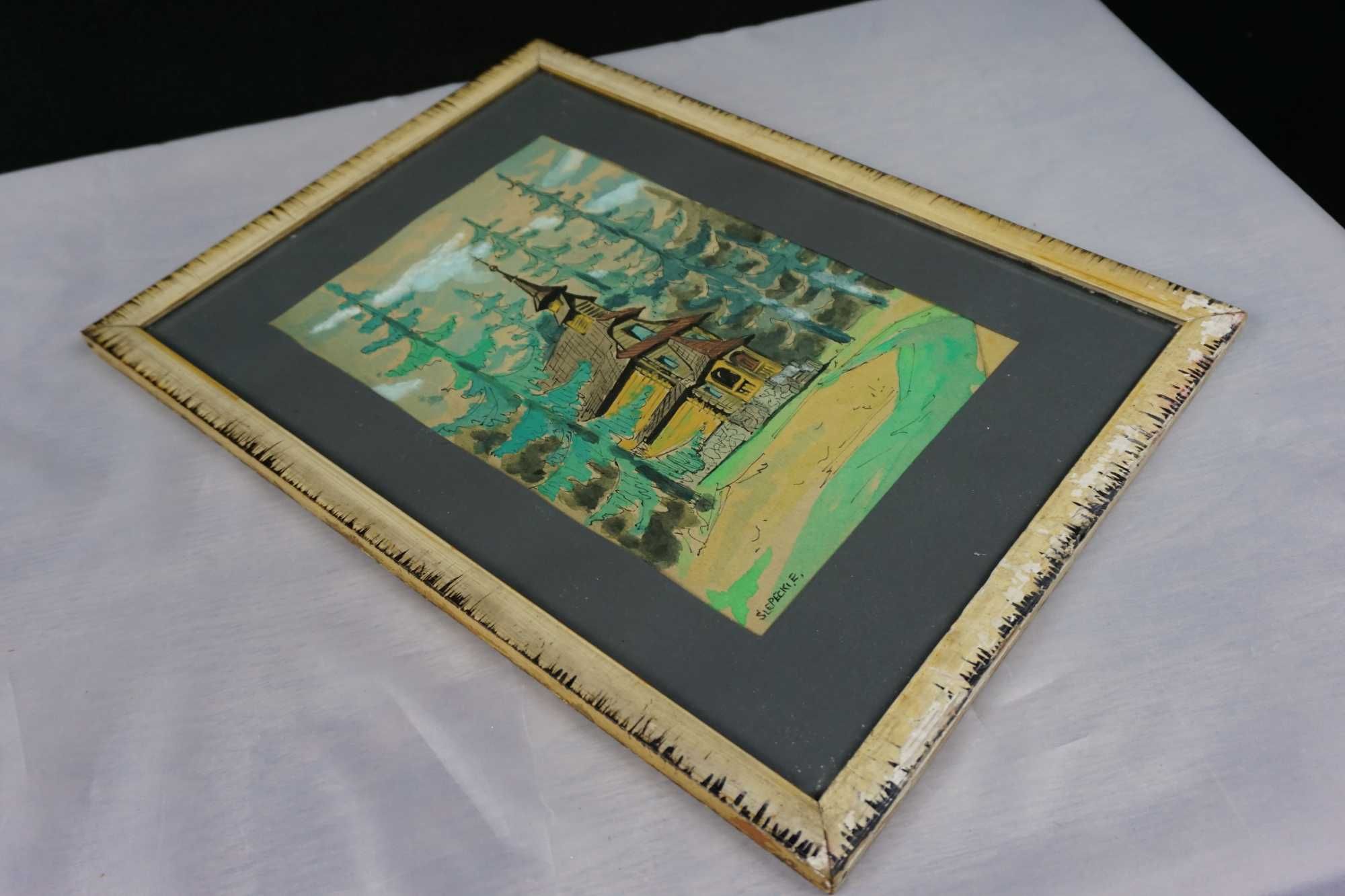 Akwarela Tatry Jaszczurówka kaplica Ślepecki E. obraz grafika