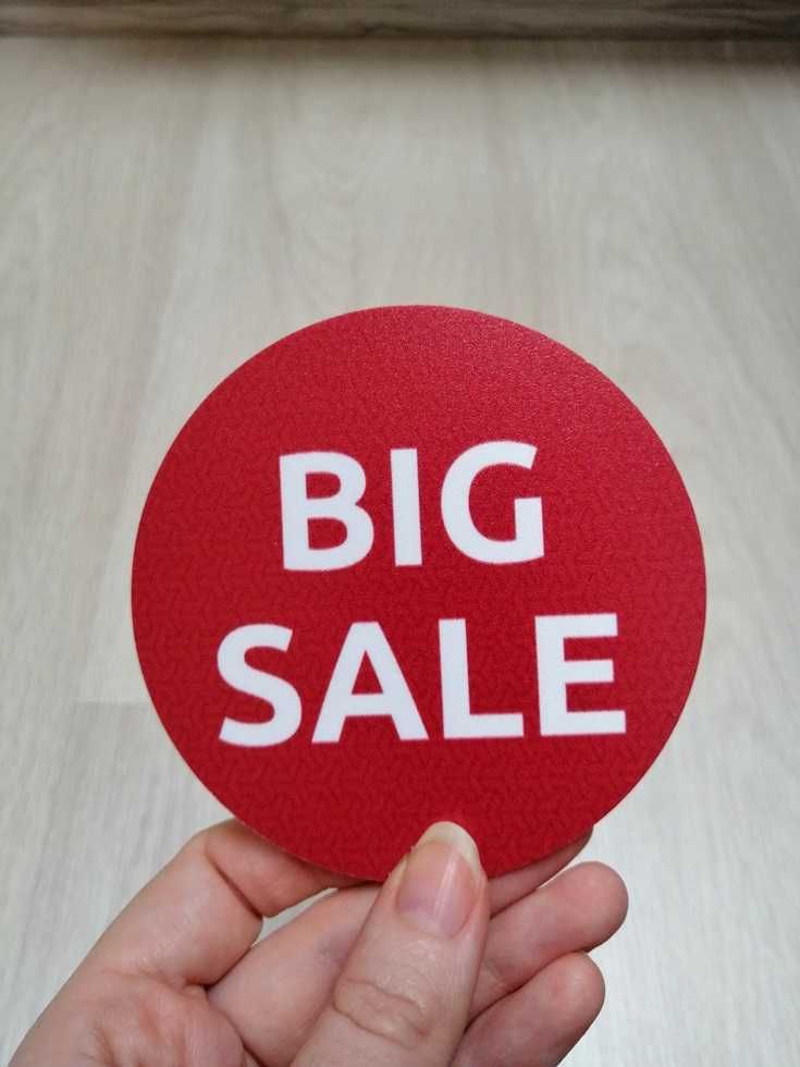 Okrągła tabliczka informacyjna Big Sale. Nowa.