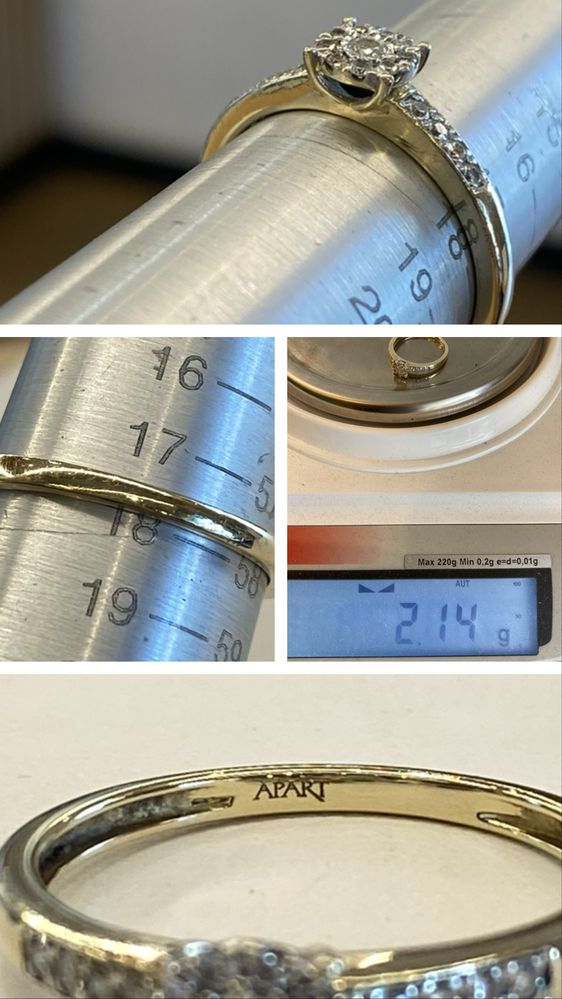 APART złoty pierścionek z brylantami - 0,21 ct - próba 585