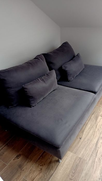Sofa / kanapa – welur grafitowy – 180 cm