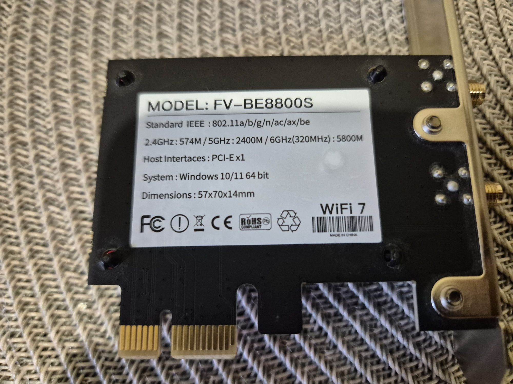 Мережевий адаптер Fenvi FV-BE8800S WiFi 7, BT 5.4.