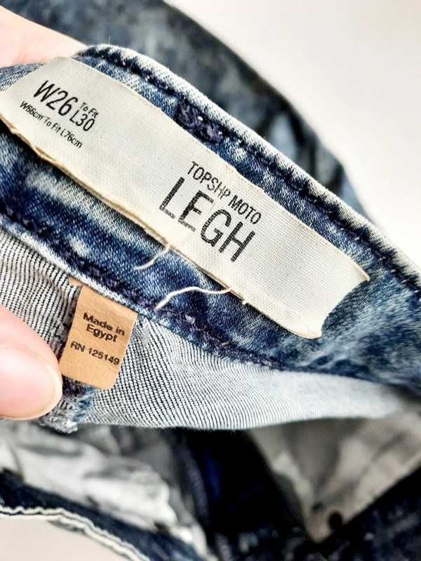Spodnie jeansy marmurkowe topshop moto Leigh W26 L30 Rozmiar 36/S #513