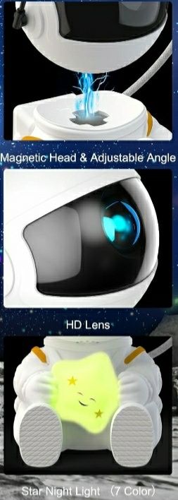 Projektor Astronaut / Światło LED / 8 trybów / 360 stopni / z pilotem