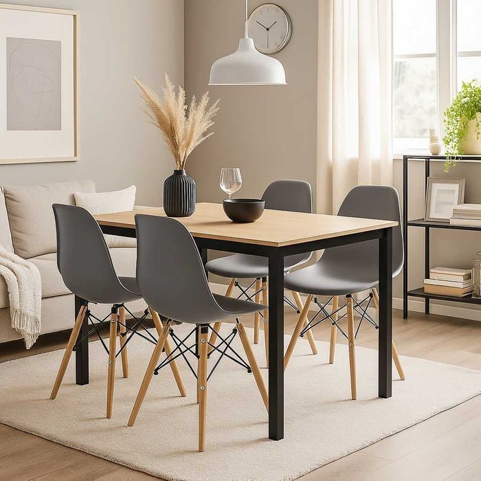 NOWY Stół z Krzesłami Drewniany do Kuchni Salonu Jadalni Stolik Loft