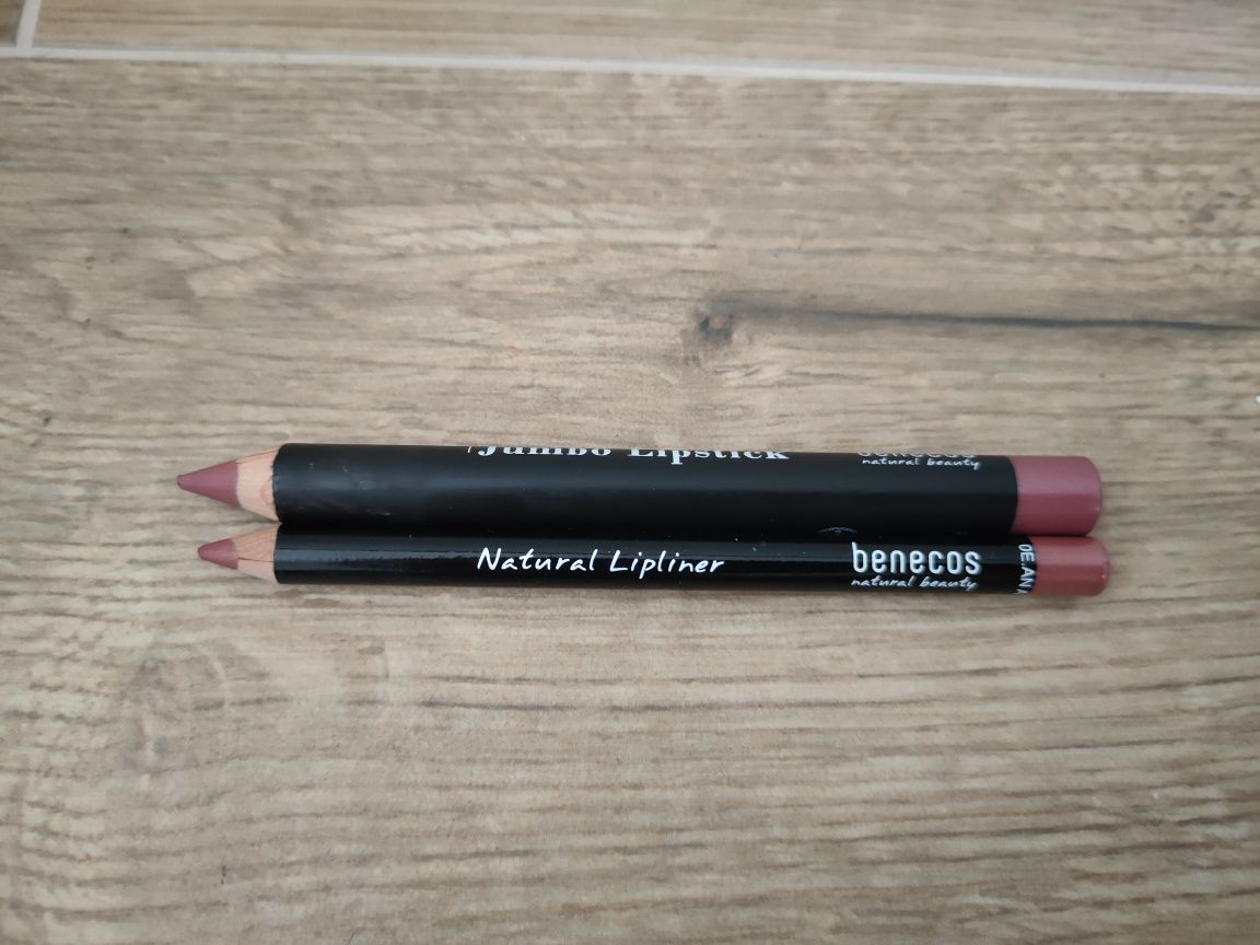 Benecos Naturalna pomadka w kredce Jumbo - rosy brown i konturówka
