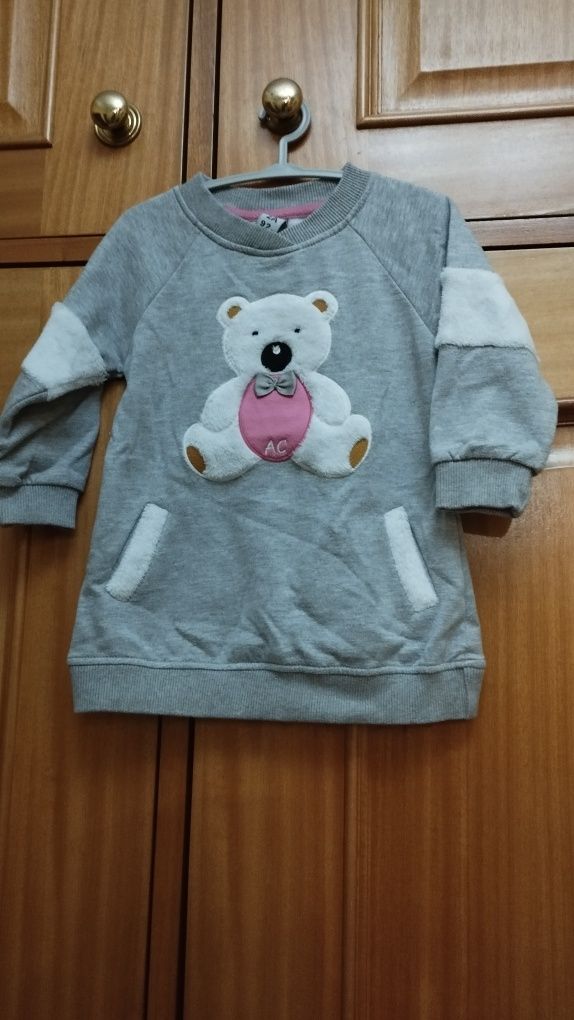 Camisola cardada, cm bolsos 2 anos