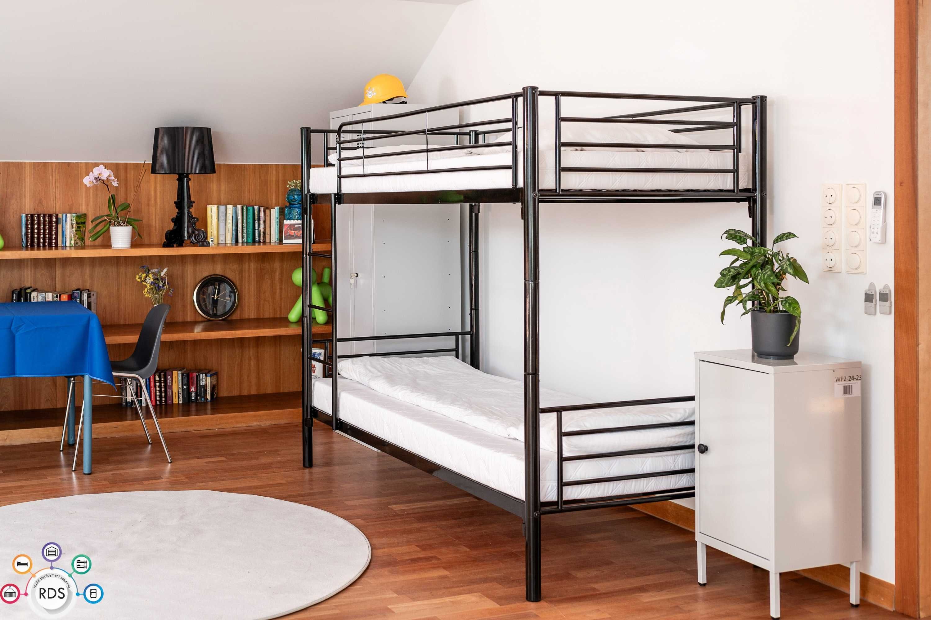 SOLIDNE Łóżko metalowe PIĘTROWE / POJEDYNCZE Wojskowe Hotelowe 200x90