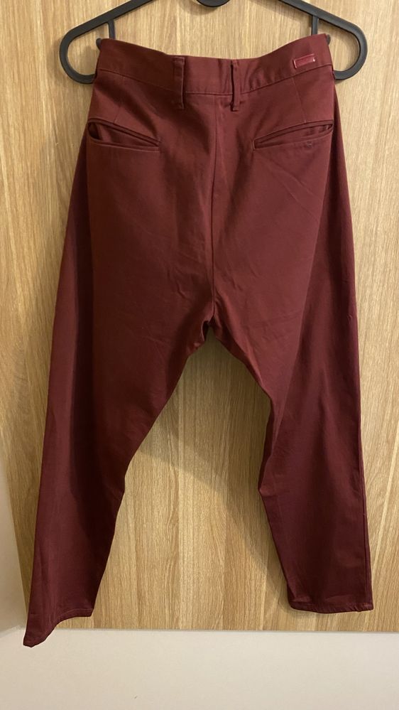 Spodnie ZARA 40 męskie materiałowe bawełna bordowe
