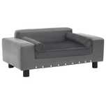 Sofa dla psa, szara, 81x43x31 cm, plusz i sztuczna skóra