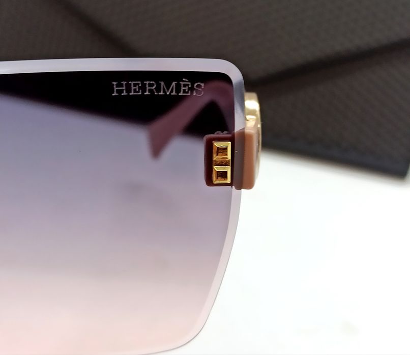 Брендовые женские очки фиолетово розовый градиент безоправные в футляр