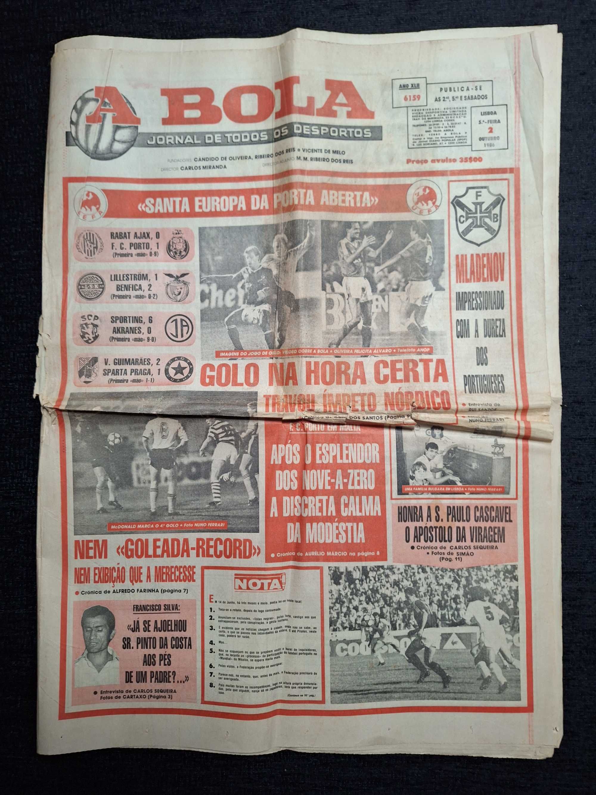 FCP Campeão Europeu 1987 em Jornais A Bola — Coleção de 9 jornais